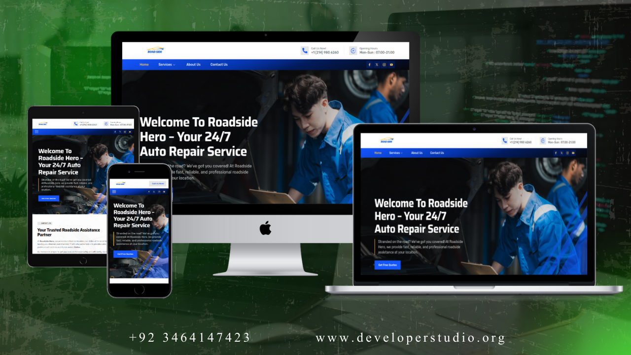 Auto repair shop website designed by Developer Studio